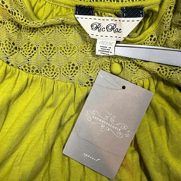 Anthropologie Ric Rac Sleeveless Top Sz M Green Crochet Lace Shirt w/Pockets NWT - Picture 5 of 7